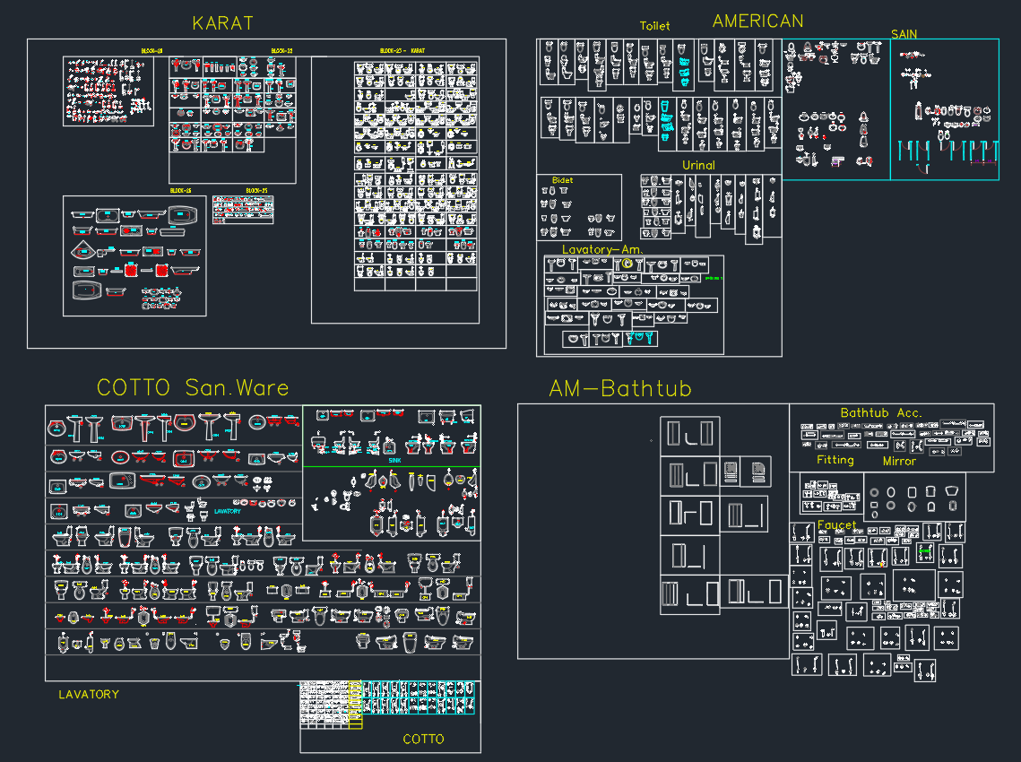 Bathroom Equipment CAD Blocks – Free DWG Download