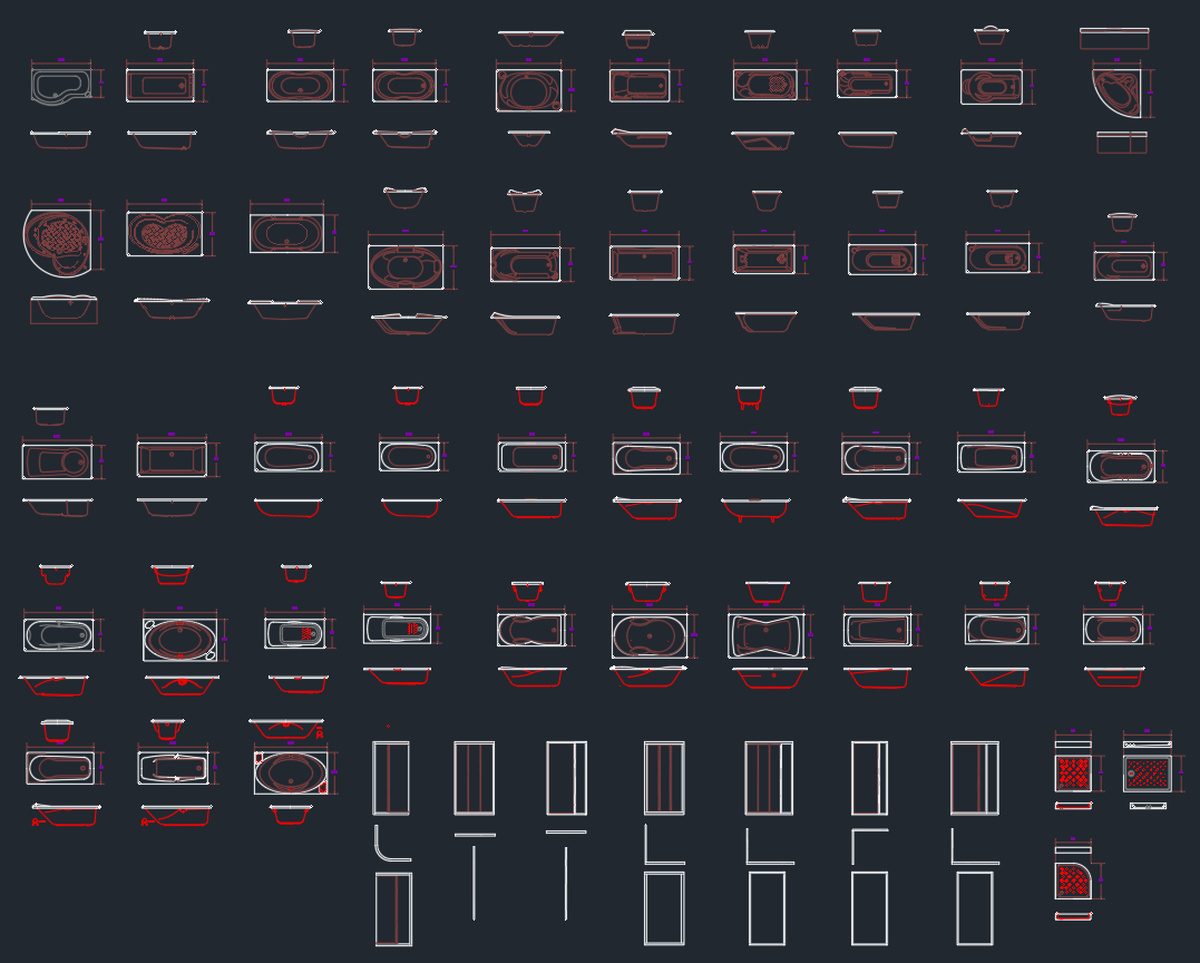 Free Bathtub CAD Blocks DWG for AutoCAD Drawings