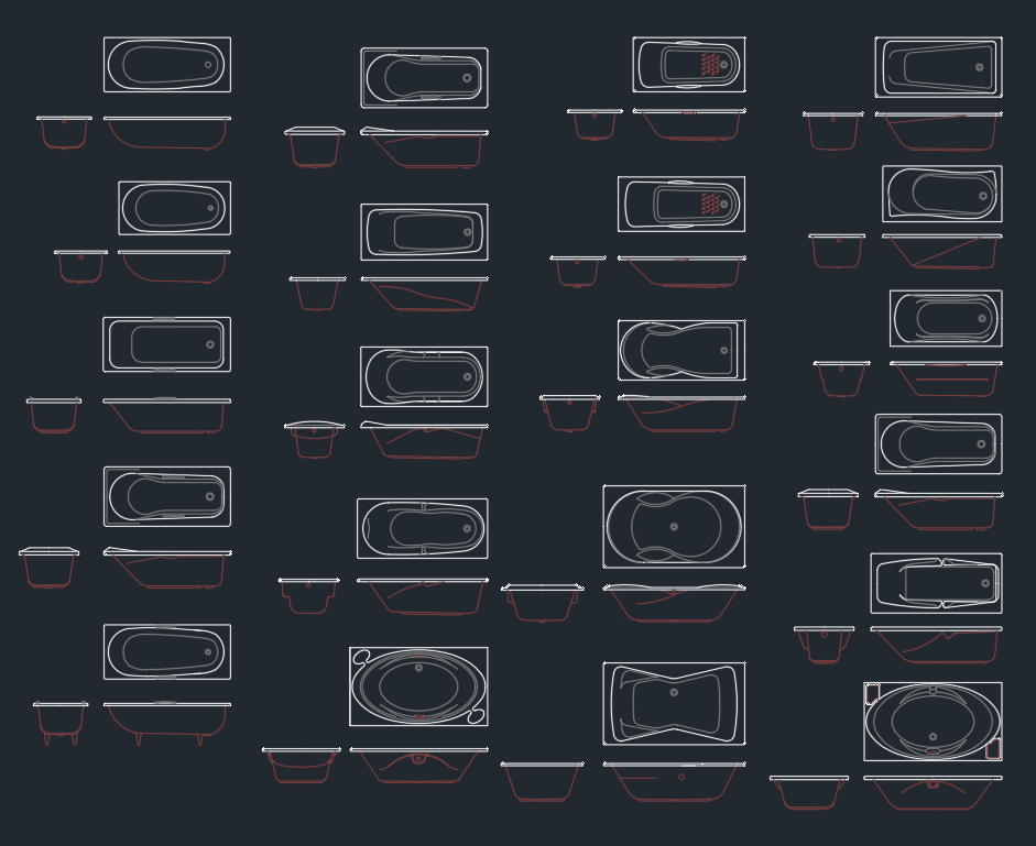Bathtubs Cotto DWG CAD Block – Free AutoCAD Drawing Download