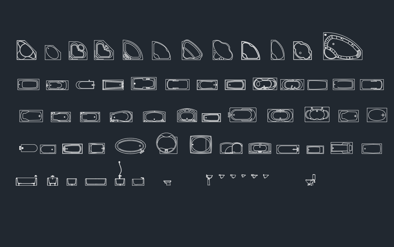 Bathtubs CAD Blocks: Free DWG Files for AutoCAD Drawings