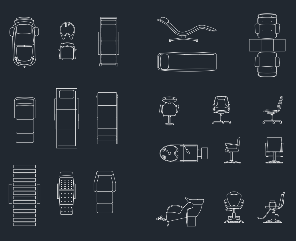 Beauty Salon Furniture DWG: Free AutoCAD Blocks Download