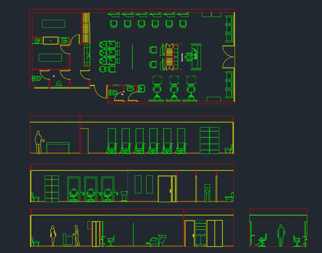 Hair Salon Equipment DWG Blocks for AutoCAD Download