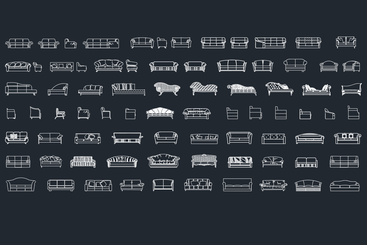 Free Sofa CAD Blocks DWG Files for AutoCAD Drawings