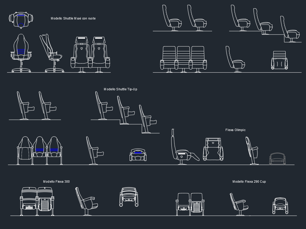 Auditorium Armchairs DWG: Free AutoCAD Blocks Download