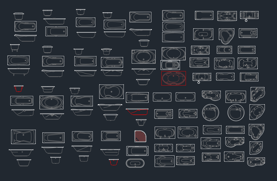 Bathtub CAD Block DWG File Download for AutoCAD Design