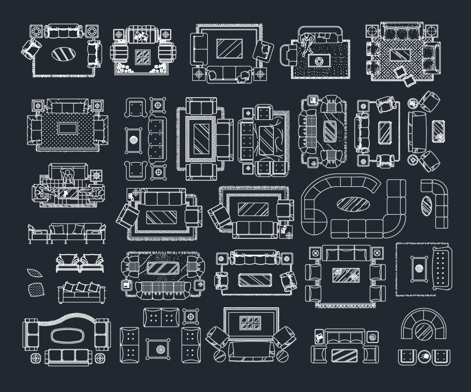 Living Room Furniture CAD Blocks: Free DWG Files for AutoCAD