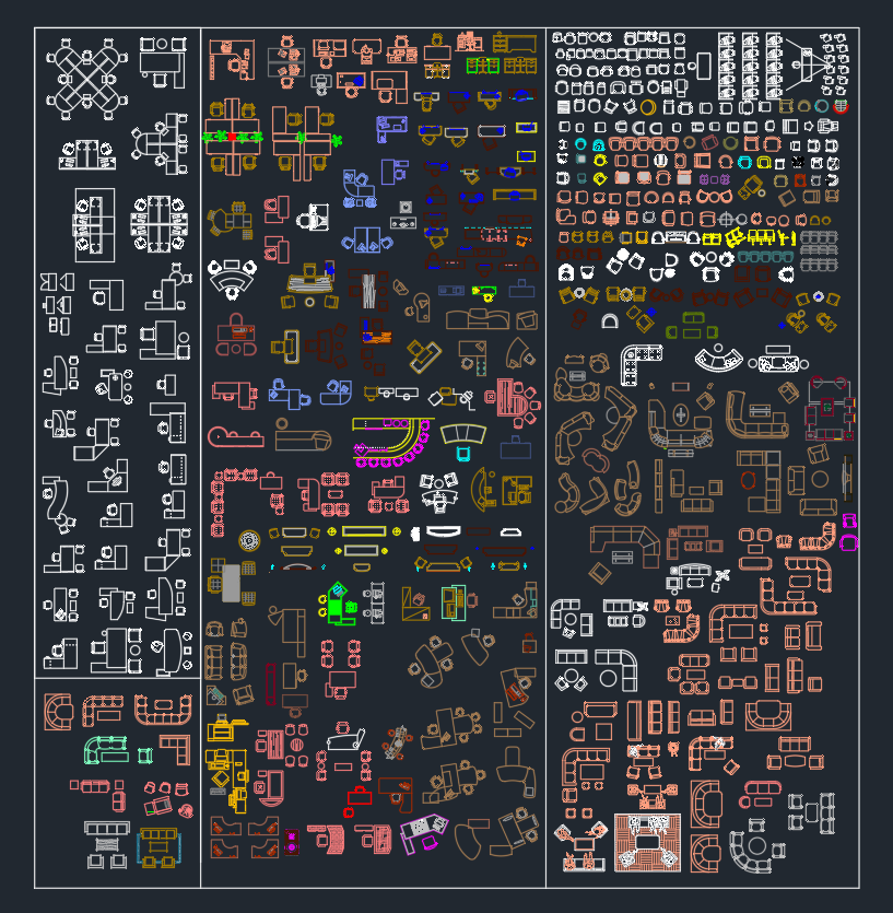 Office Furniture Sets DWG: Free AutoCAD Blocks for Workspace Design