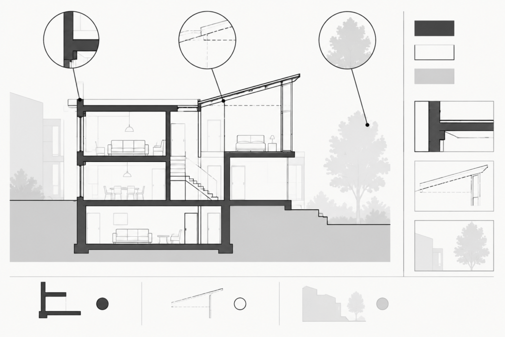 Architectural CAD Hatches and Poché: A Practical Drawing Hierarchy architectural CAD illustration