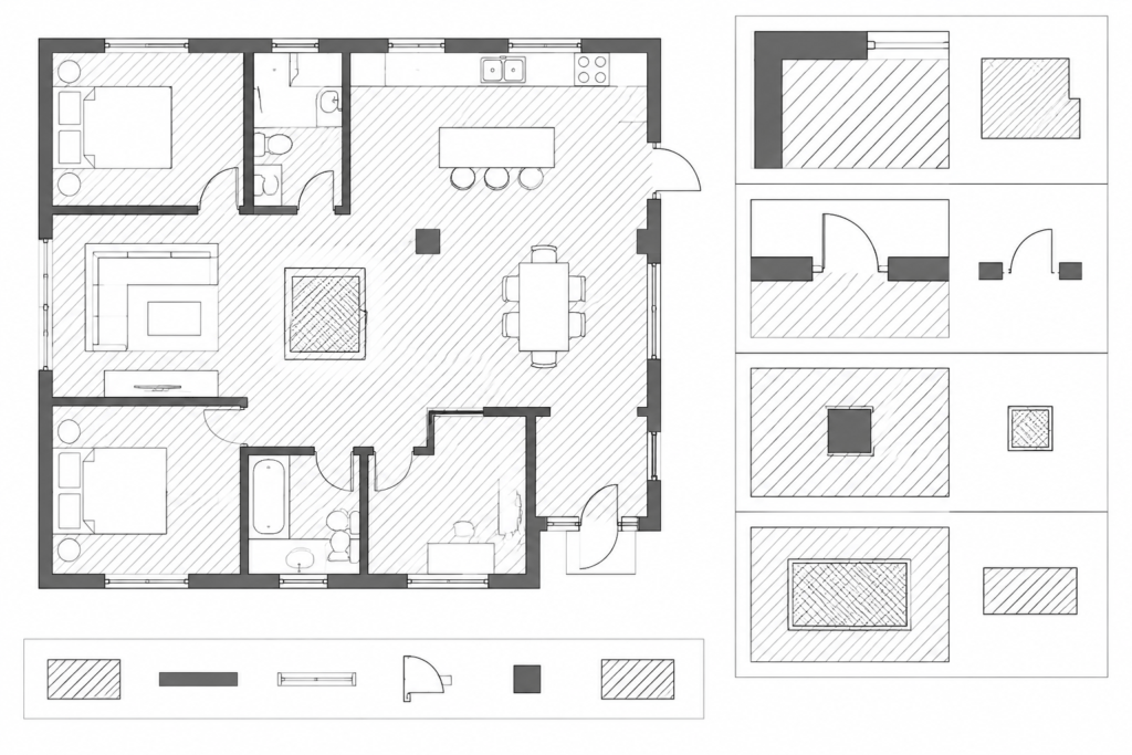 Architectural CAD Hatches and Poché: A Practical Drawing Hierarchy architectural CAD illustration