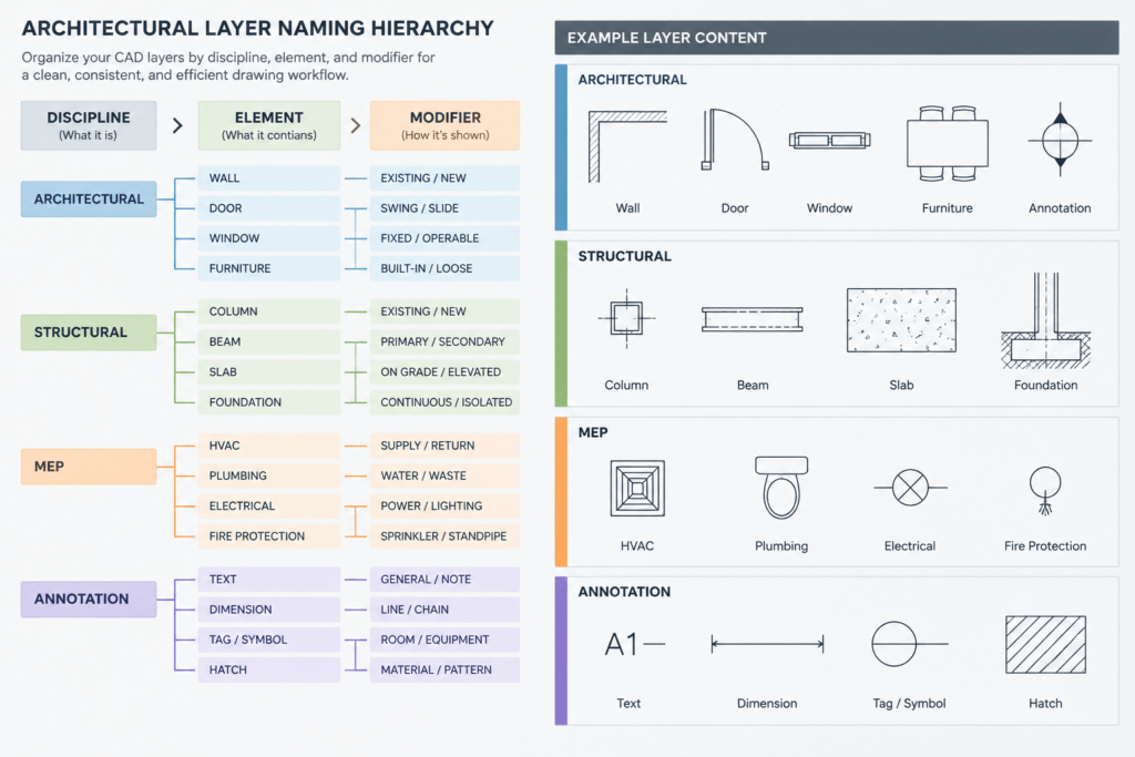 Architectural CAD Layer Organization: A Practical Workflow for Clean DWG Files architectural CAD illustration