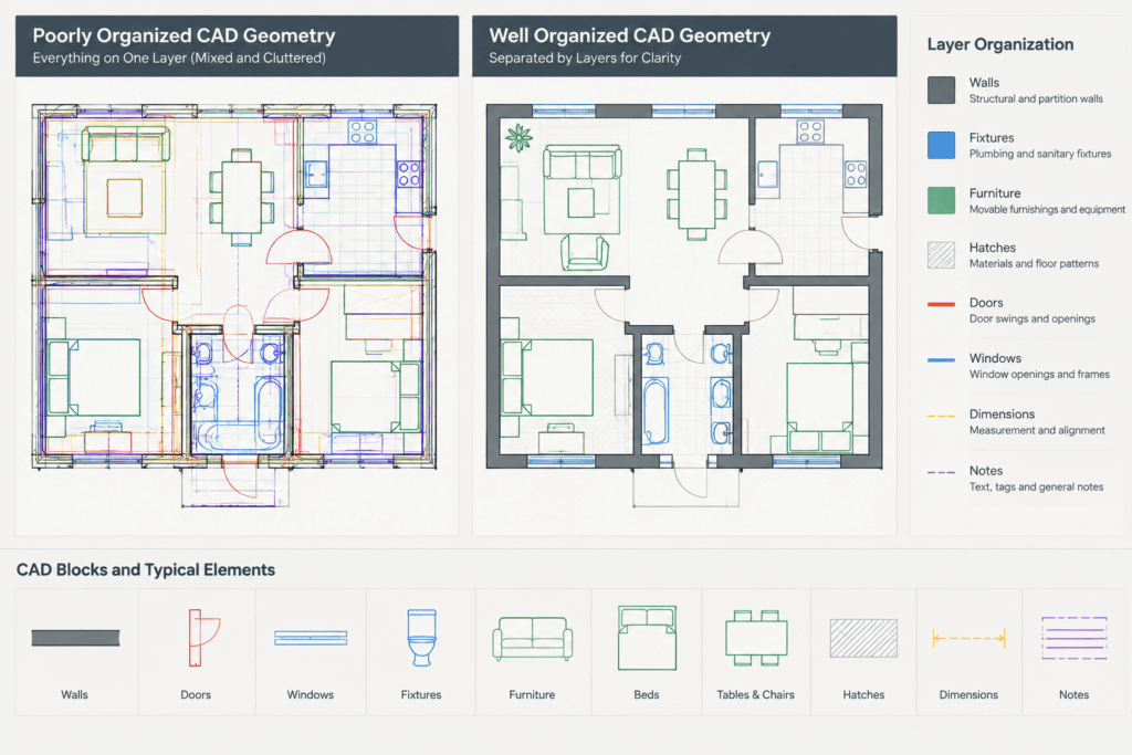 Architectural CAD Layer Organization: A Practical Workflow for Clean DWG Files architectural CAD illustration
