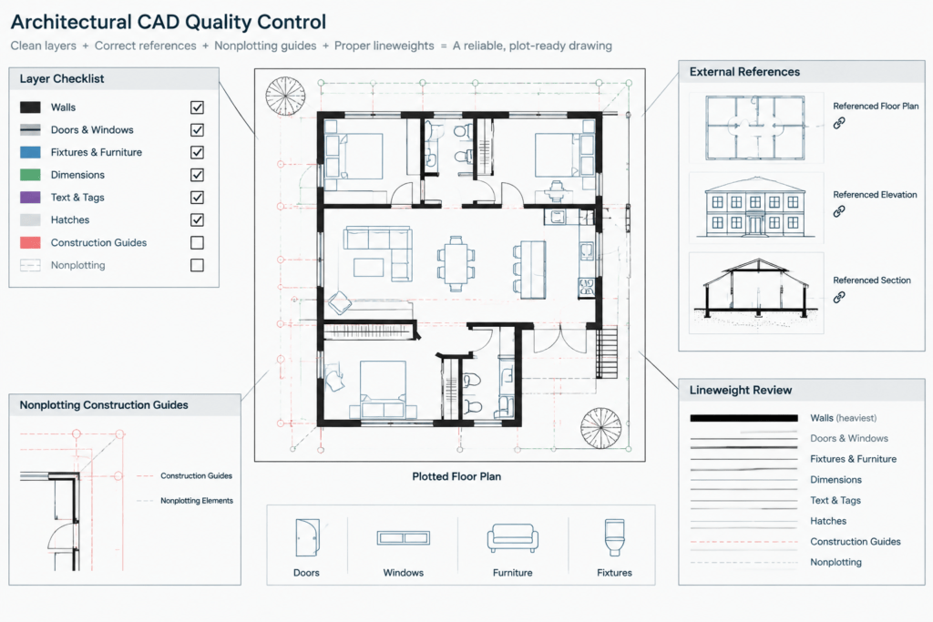 Architectural CAD Layer Organization: A Practical Workflow for Clean DWG Files architectural CAD illustration