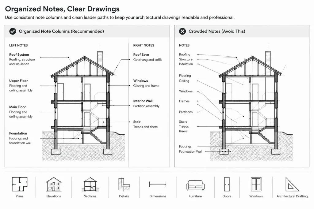 Architectural CAD Leaders and Note Callouts: A Practical Annotation Workflow architectural CAD illustration