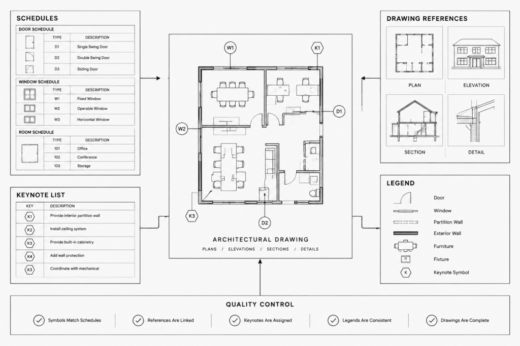 Architectural Plan Symbols in CAD: How to Build Clear, Consistent Drawing Legends architectural CAD illustration