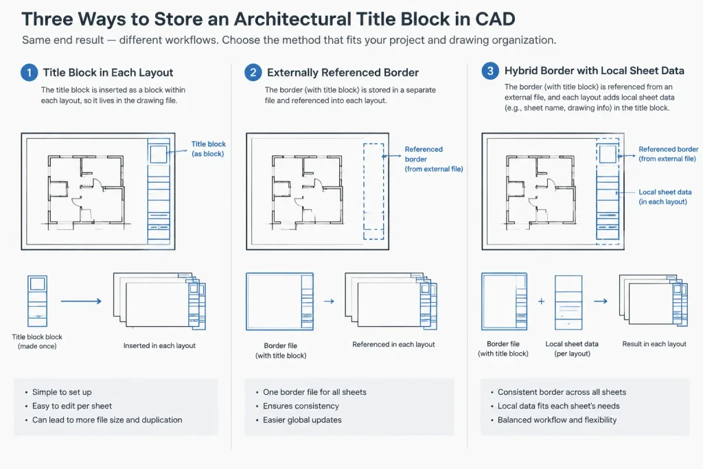 Architectural Title Blocks in AutoCAD: Setup, Data, and Quality-Control Workflow architectural CAD illustration