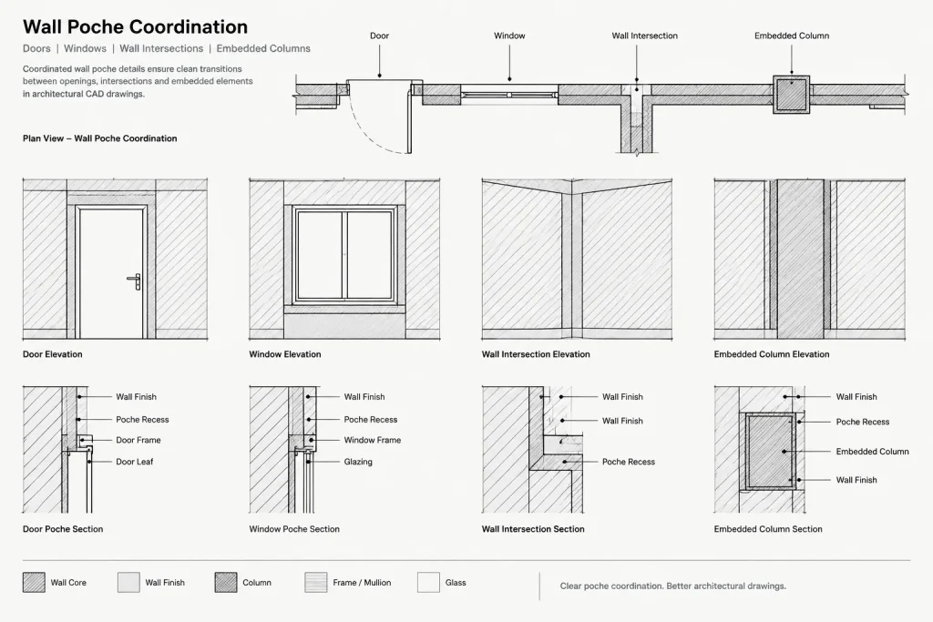 Architectural Wall Poche in CAD: A Practical Workflow for Clear Floor Plans architectural CAD illustration