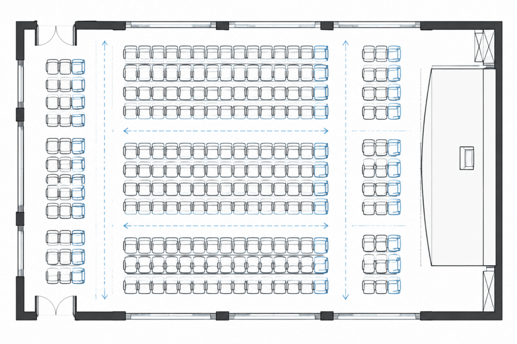 Auditorium Armchairs DWG: Free AutoCAD Blocks Download architectural CAD illustration