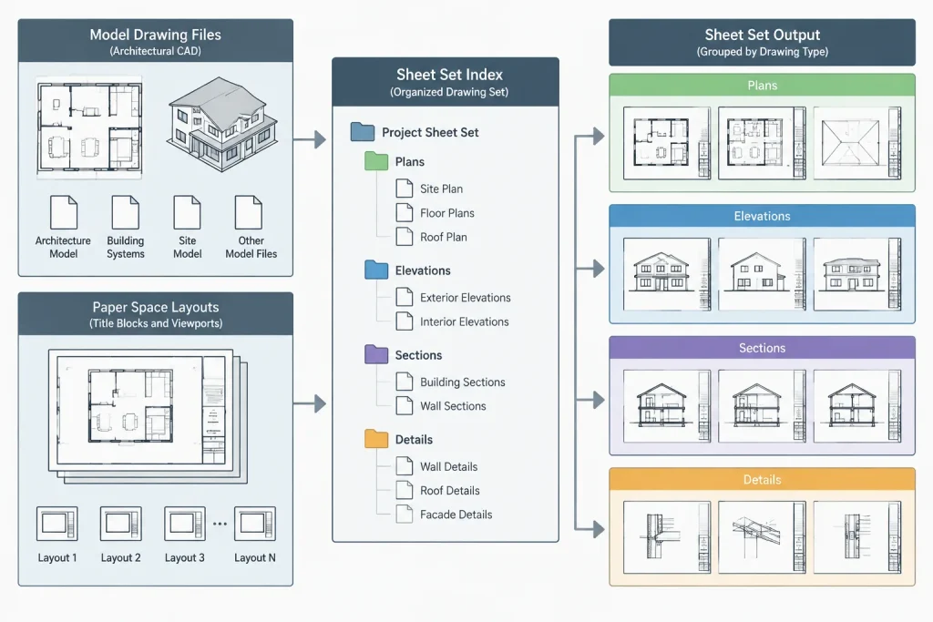 AutoCAD Sheet Set Manager for Architectural Drawing Sets: A Practical Workflow architectural CAD illustration