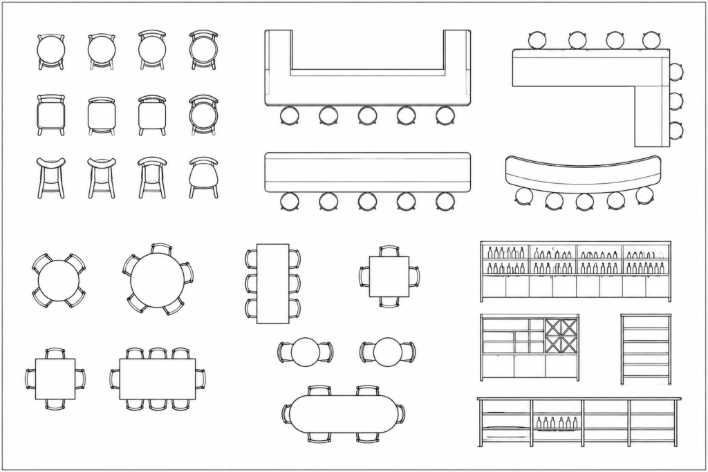 Bar Furniture CAD Blocks: Free DWG Files for AutoCAD Design architectural CAD illustration