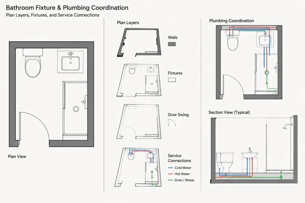 Bathroom Ideas 2.45x2m DWG CAD Block – AutoCAD Drawing Files architectural CAD illustration