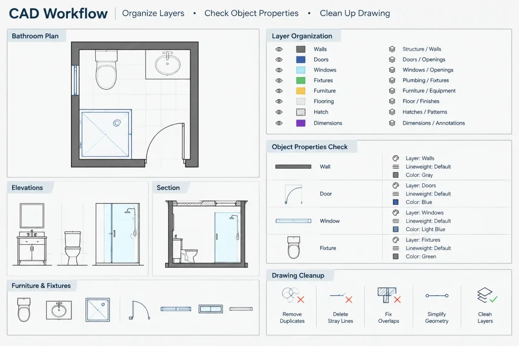 Bathroom Ideas 2.45x2m DWG CAD Block – AutoCAD Drawing Files architectural CAD illustration