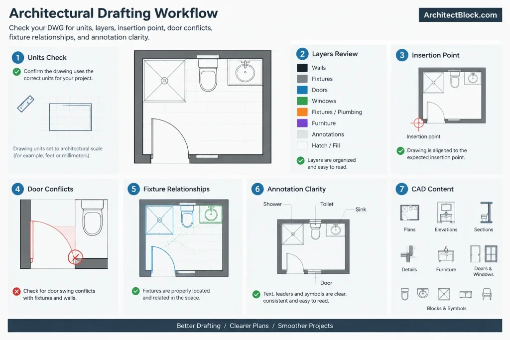 Bathroom Ideas 2.6×1.4m DWG: AutoCAD CAD Block Layouts architectural CAD illustration