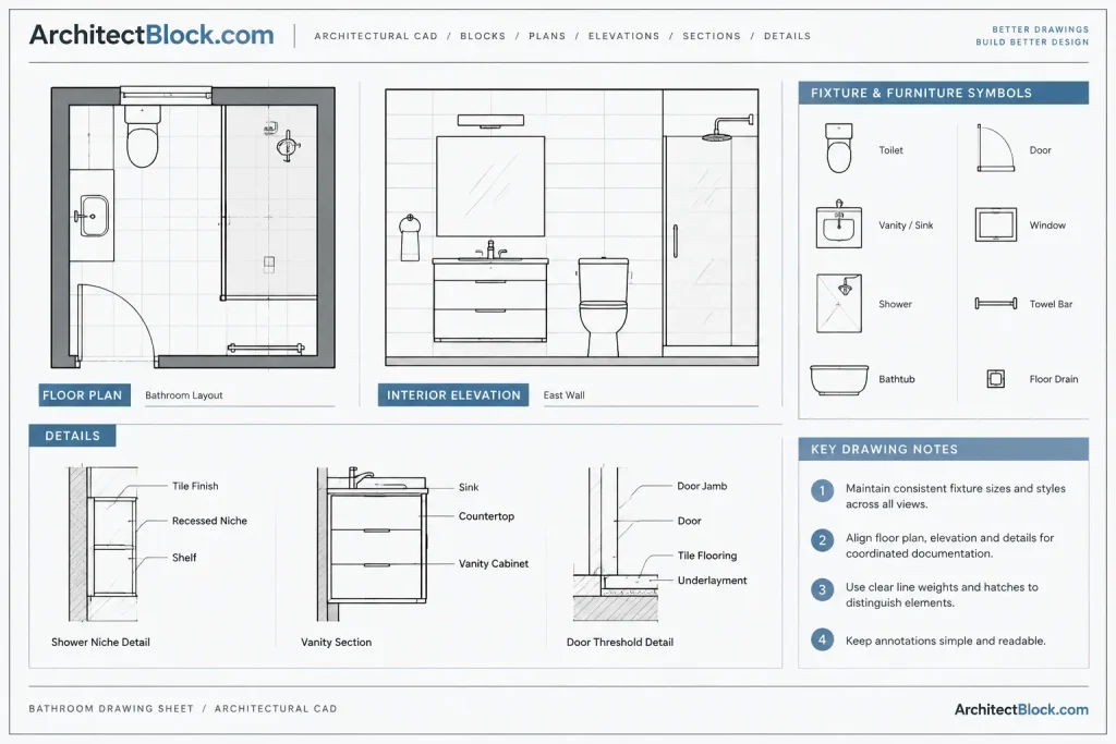 Bathroom Ideas 3.4×2.7m DWG: AutoCAD CAD Block Download architectural CAD illustration