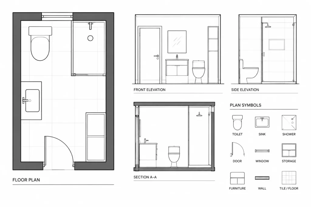 Bathroom Ideas 3x2m DWG: Free CAD Blocks & AutoCAD Drawings architectural CAD illustration