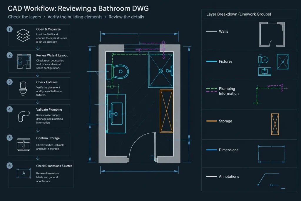 Bathroom Ideas 3x2m DWG: Free CAD Blocks & AutoCAD Drawings architectural CAD illustration