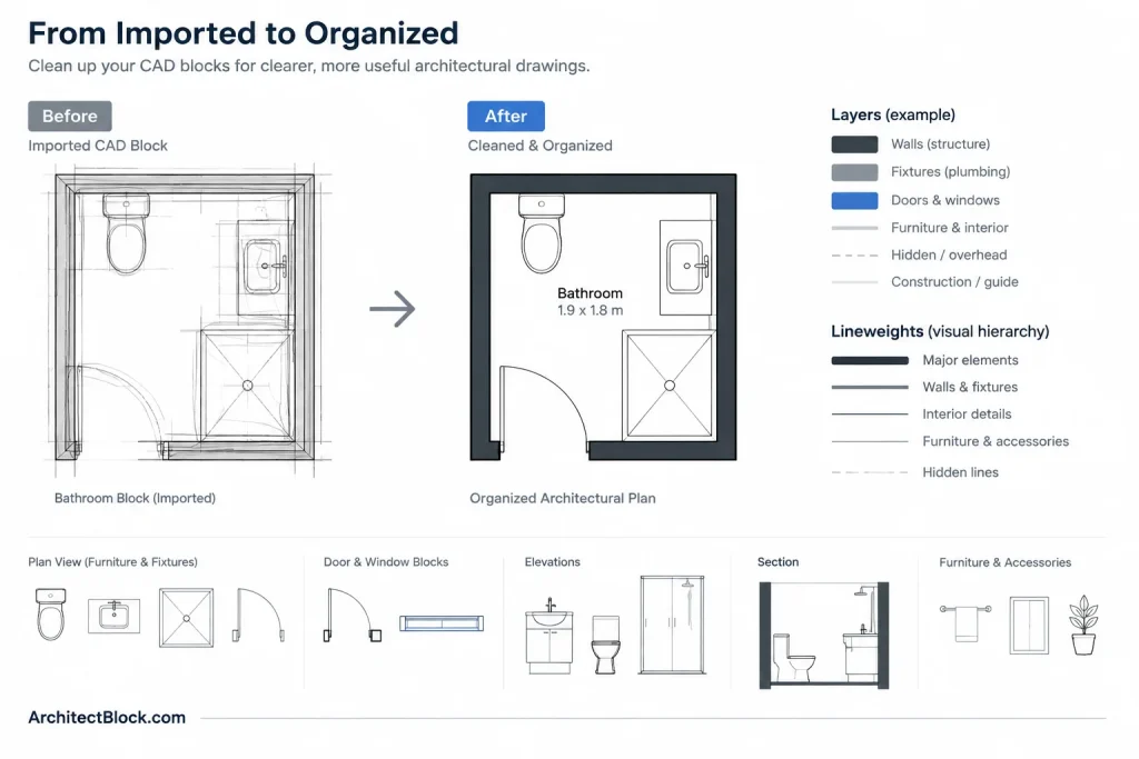 Bathroom Layout 1.9×1.8m DWG CAD Block | AutoCAD Drawing Plan architectural CAD illustration