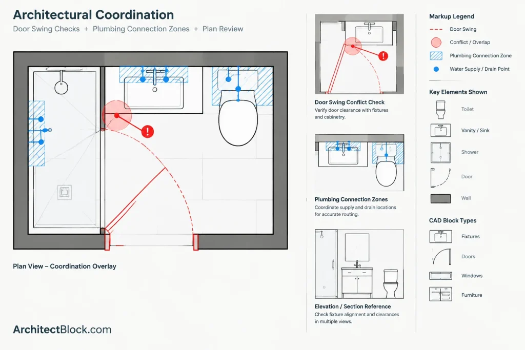 Bathroom Layout Size 1.8×1.4m DWG CAD Block for AutoCAD Design architectural CAD illustration