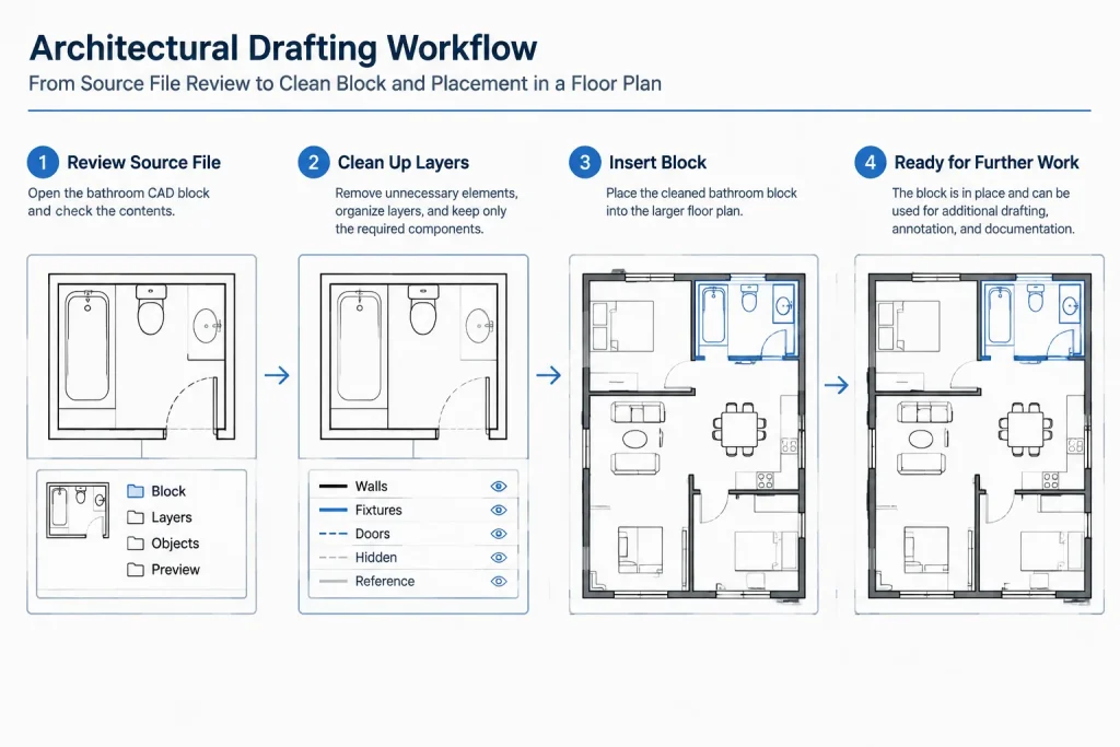 Bathroom Layout Size 1.9×1.9m DWG CAD Block Download architectural CAD illustration