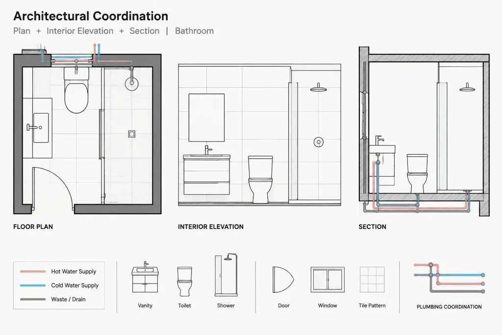 Bathroom Layout Size 3.4x2m DWG CAD Block | AutoCAD Drawing architectural CAD illustration