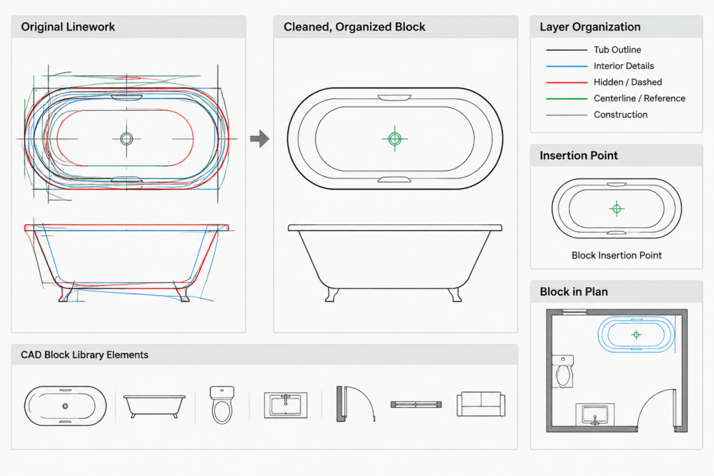 Bathtub CAD Block DWG File Download for AutoCAD Design architectural CAD illustration
