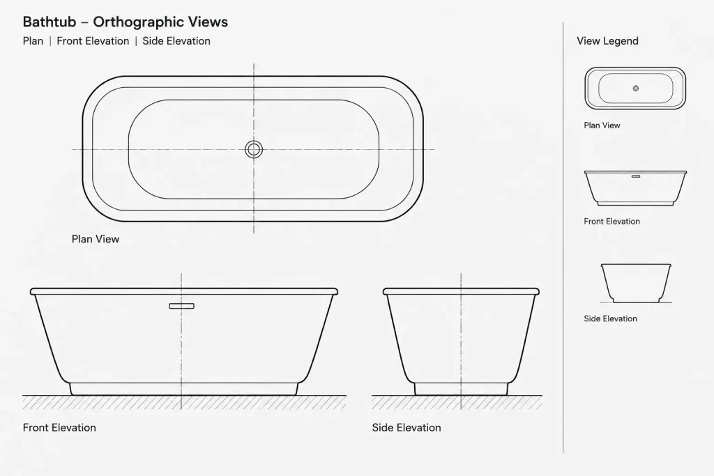 Bathtubs Cotto DWG CAD Block – Free AutoCAD Drawing Download architectural CAD illustration
