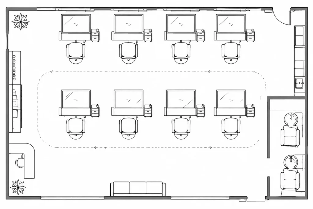 Beauty Salon Furniture DWG: Free AutoCAD Blocks Download architectural CAD illustration