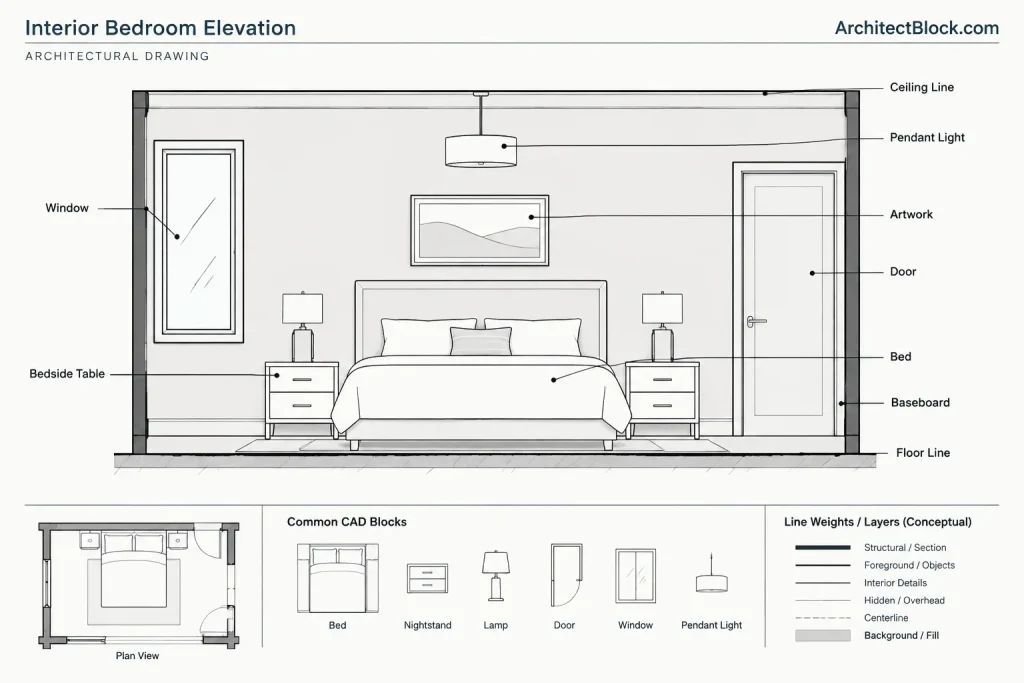 Beds Front View DWG: Free CAD Blocks for AutoCAD Drawing architectural CAD illustration