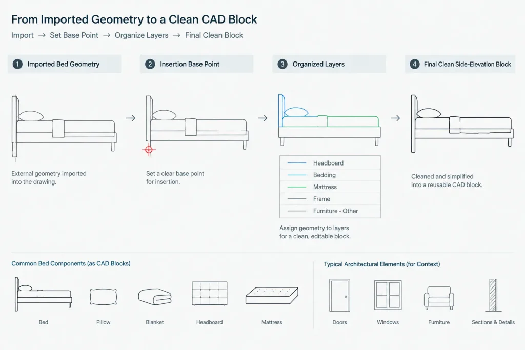 Beds Side View CAD Block | AutoCAD DWG File Download architectural CAD illustration