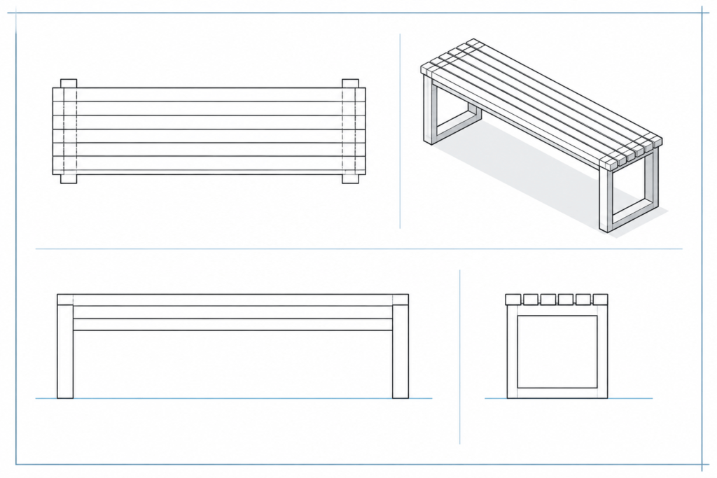 Benches Furniture CAD Blocks – Free AutoCAD DWG Download architectural CAD illustration