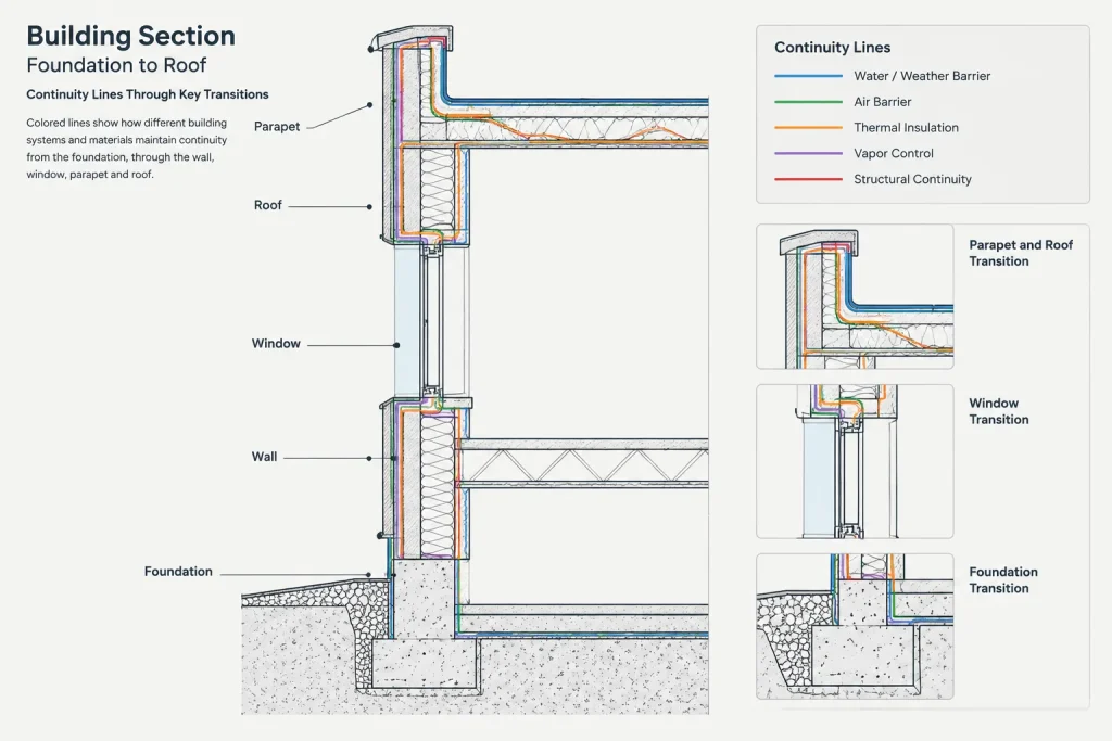 Building Envelope Control Layers in CAD Details: A Continuity-First Workflow architectural CAD illustration