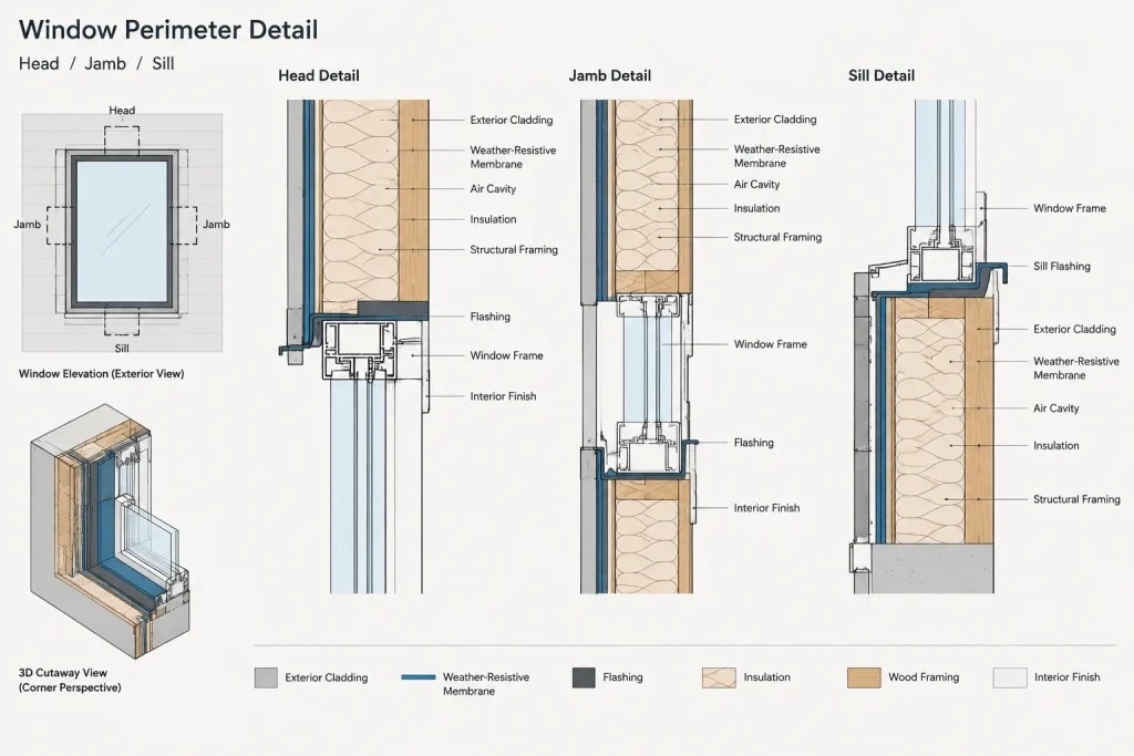 Building Envelope Control Layers in CAD Details: A Continuity-First Workflow architectural CAD illustration