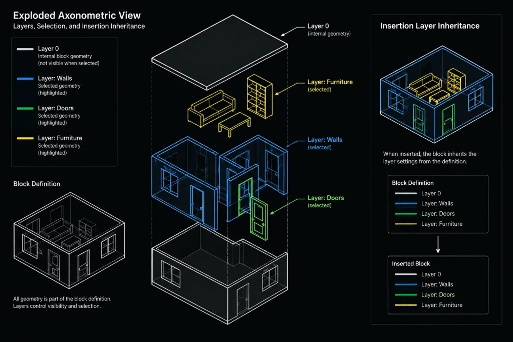 ByLayer, ByBlock, and Object Overrides in Architectural CAD: A Practical Property Workflow architectural CAD illustration