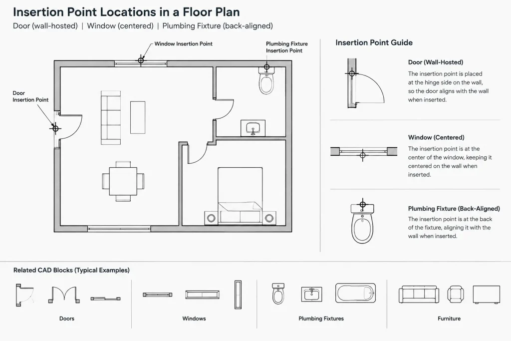 CAD Block Insertion Points: A Practical Guide for Architectural Drawings architectural CAD illustration