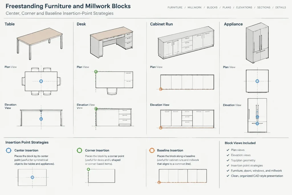 CAD Block Insertion Points: A Practical Guide for Architectural Drawings architectural CAD illustration