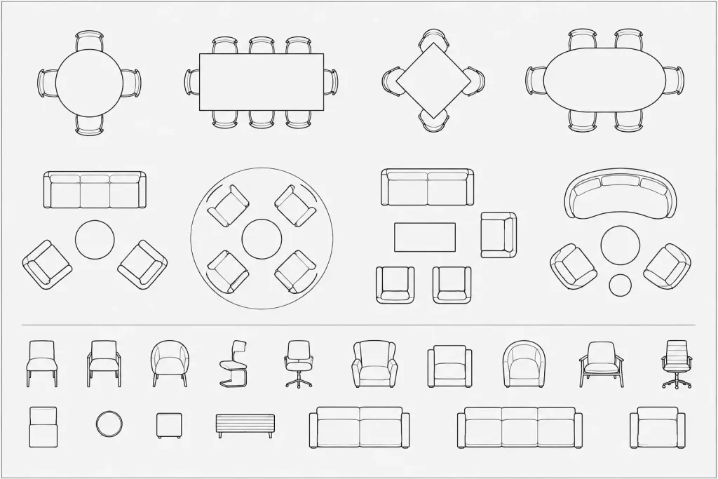 Chair and Armchair CAD Blocks – Free AutoCAD DWG Drawings architectural CAD illustration