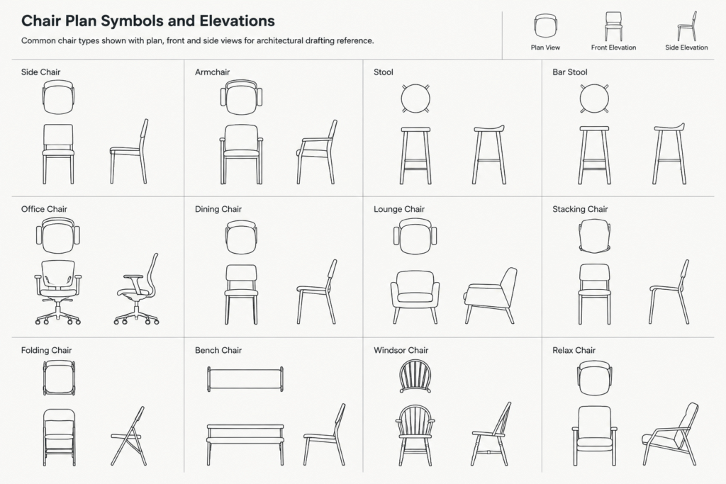 Chairs Elevation CAD Blocks: Free AutoCAD DWG Download architectural CAD illustration