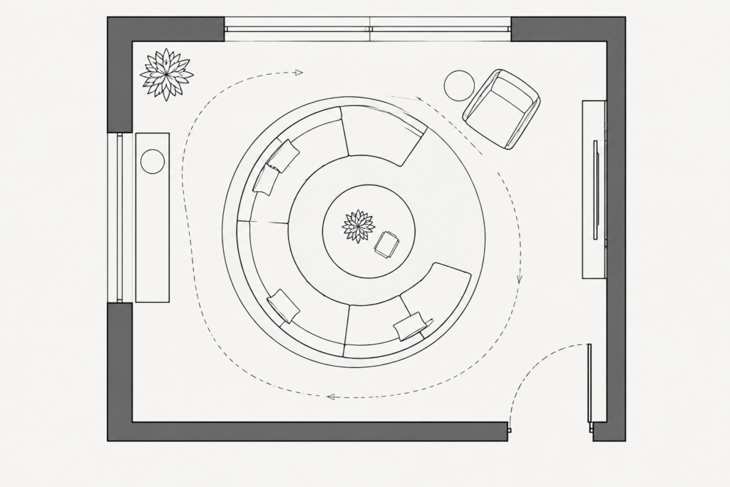Circular Sectional Sofa CAD Block – Free DWG AutoCAD Drawing architectural CAD illustration
