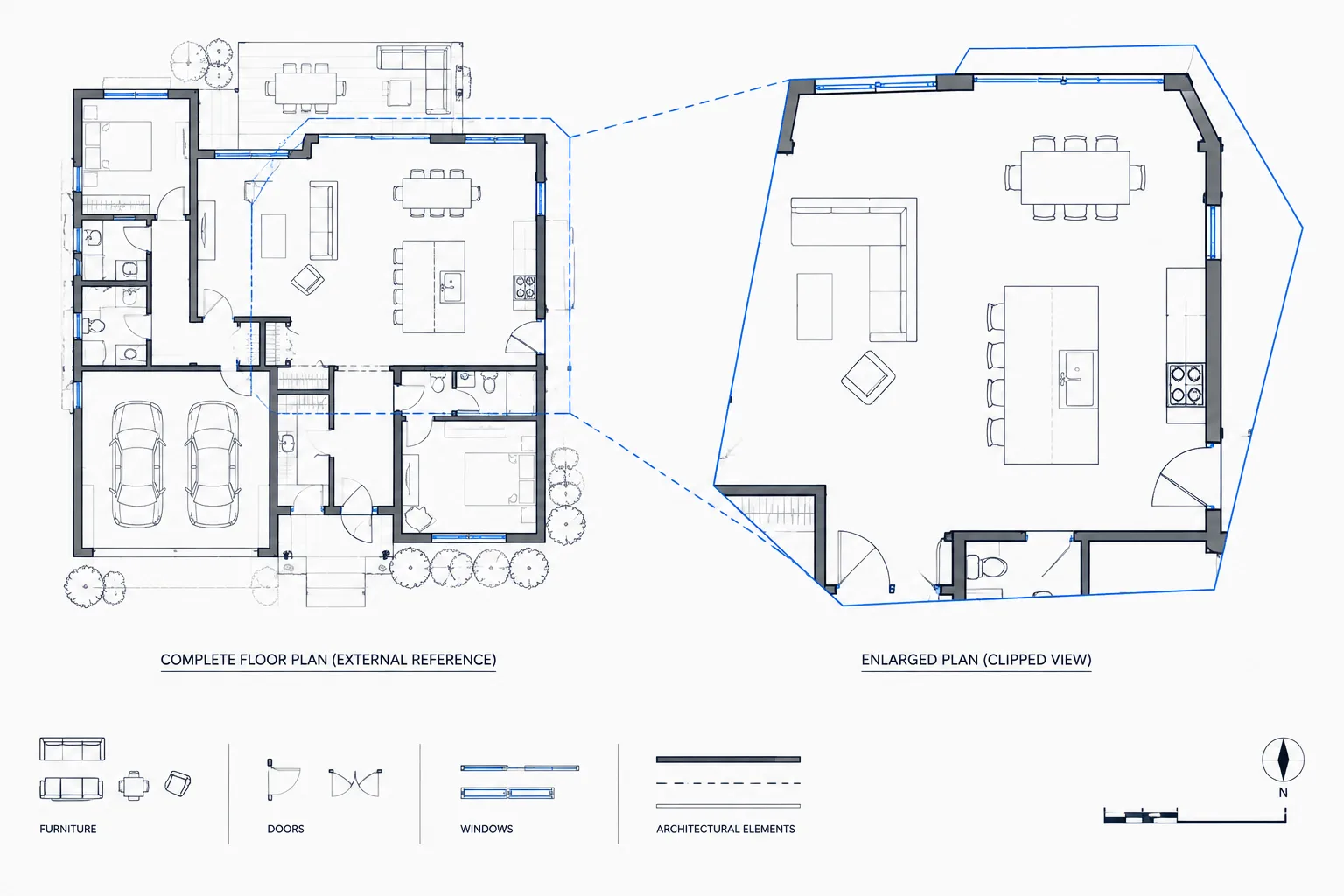 Clipping External References in Architectural CAD: A Practical Xclip Workflow architectural CAD illustration