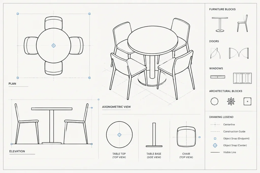 Coffee Shop Table CAD Block DWG | AutoCAD Drawing Download architectural CAD illustration