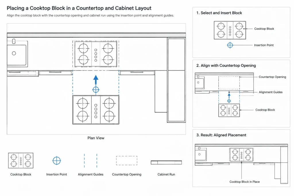 Cooktop CAD Block Download – AutoCAD DWG File for Kitchen Design architectural CAD illustration